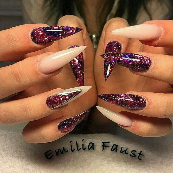 Glitter Stiletto Nails
 35 Easy & Cool Glitter Nail Art Ideas You Will Love To Try