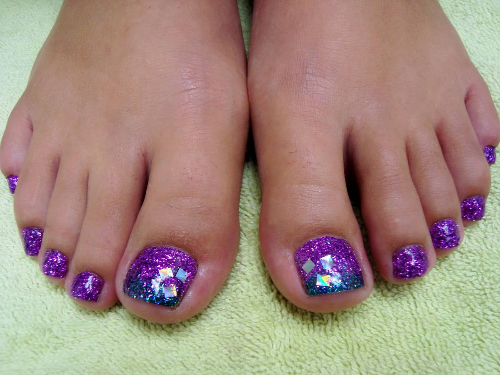 Glitter Toe Nail Designs
 35 Stylish Purple Nail Art Designs For Toe Nails