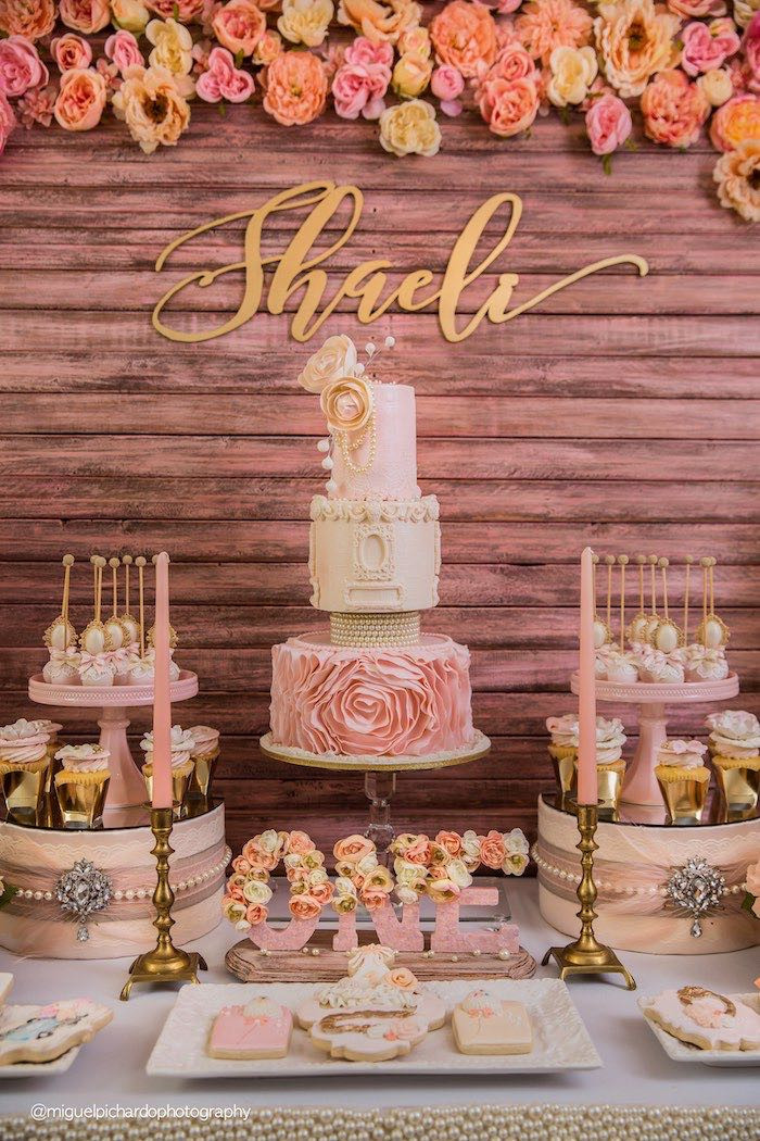 Gold And Pink Birthday Decorations
 Kara s Party Ideas Pink Gold 1st Birthday Party