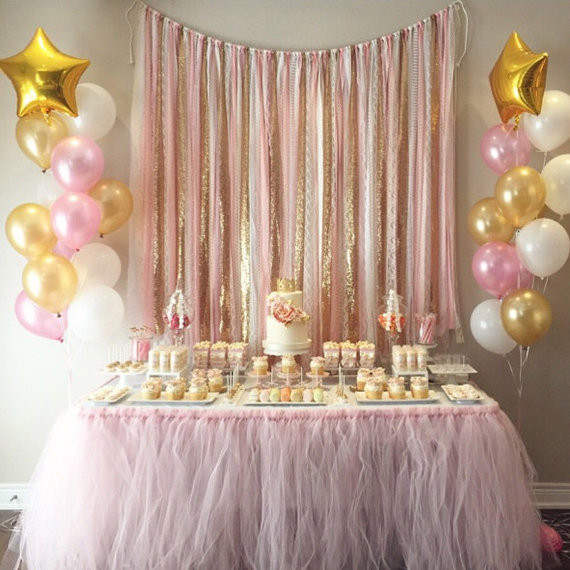 Gold And Pink Birthday Decorations
 Pink & Gold Garland Backdrop birthday baby shower wedding