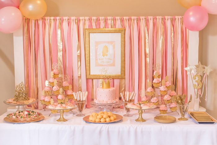 Gold And Pink Birthday Decorations
 Kara s Party Ideas Pink & Gold Princess Themed Birthday Party