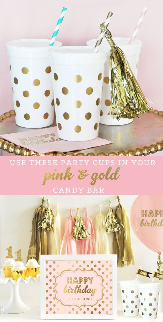 Gold And Pink Birthday Decorations
 Pink and Gold Party Supplies Pink and Gold Party Cups Pink and