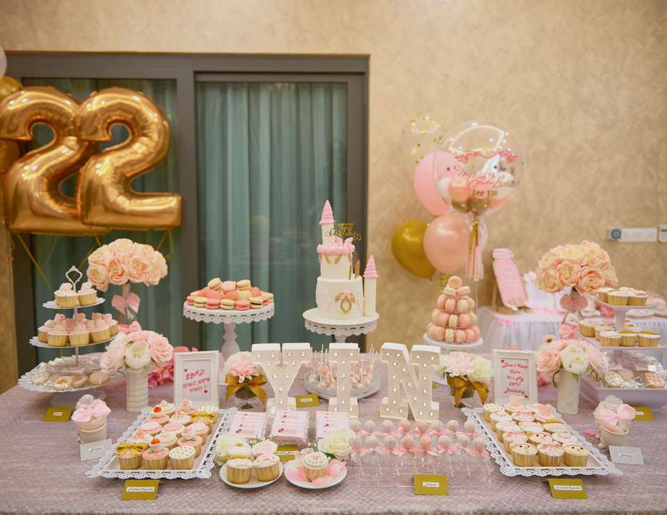 Gold And Pink Birthday Decorations
 Pink White Gold Birthday "Lee Yin s 22nd Elegant Theme