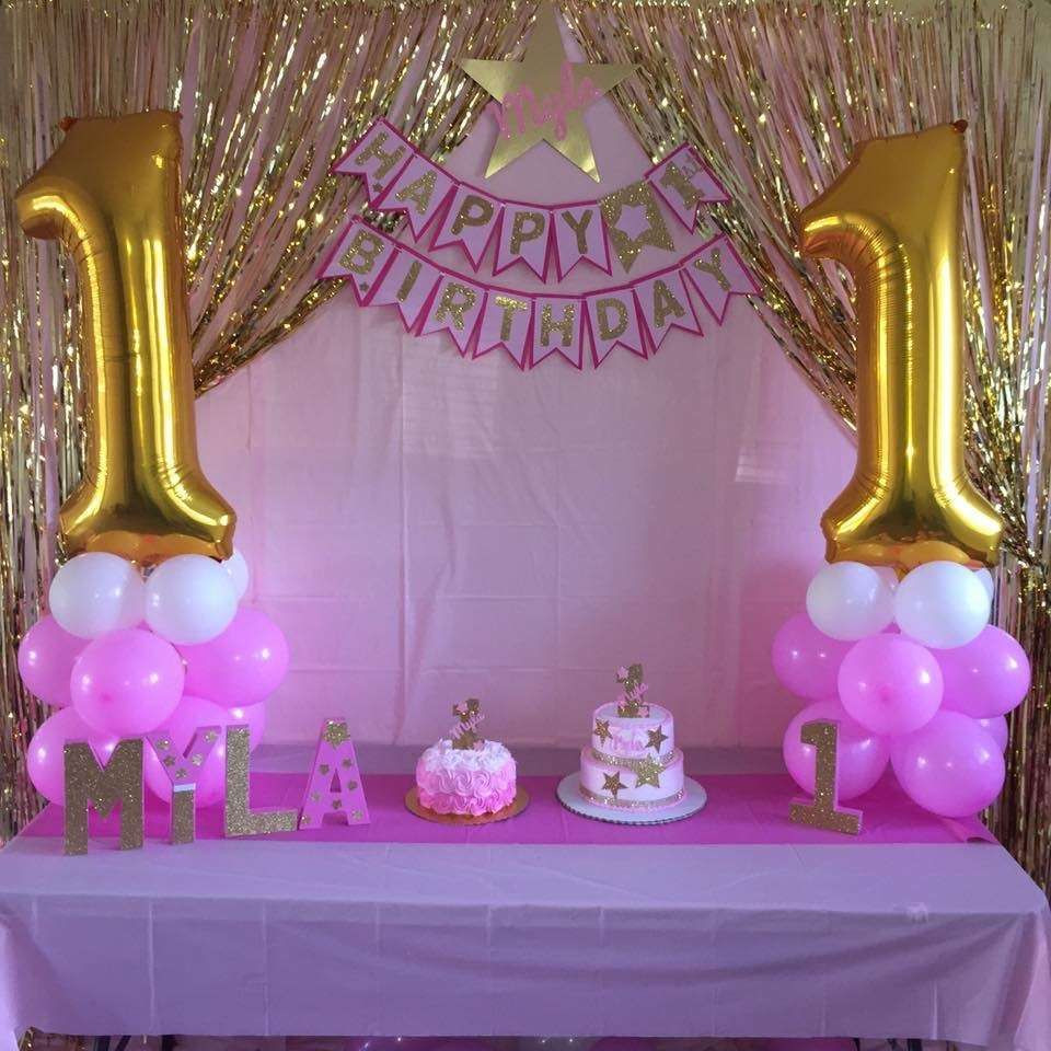 Gold And Pink Birthday Decorations
 Pretty pink and gold stars birthday party See more party