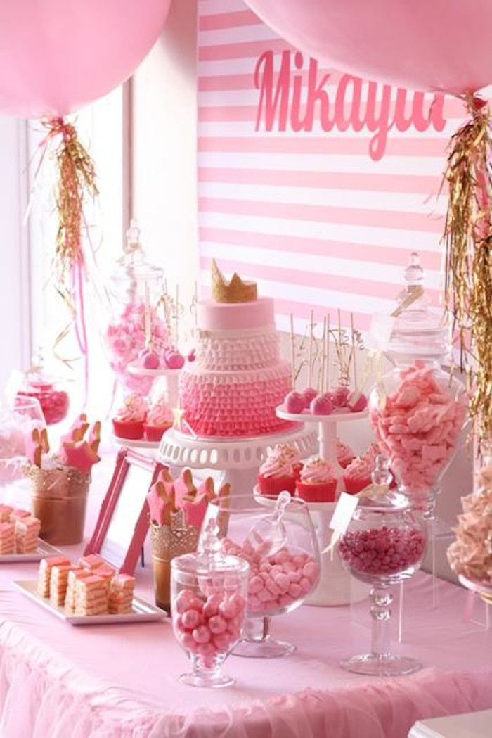 Gold And Pink Birthday Decorations
 Kara s Party Ideas Pinkalicious 6th Birthday Princess
