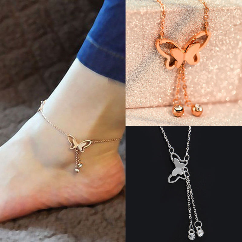 Gold Anklet Bracelet
 y Women Butterfly Charm Gold Silver Ankle Chain Anklet