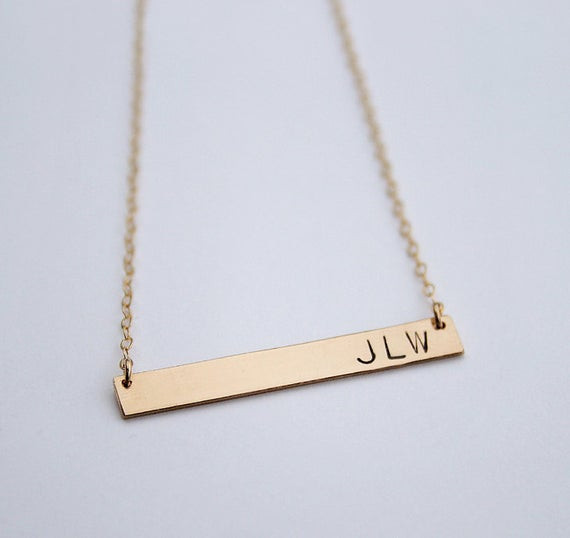 Gold Bar Nameplate Necklace
 Nameplate necklace Personalized initial jewellery by shopLUCA