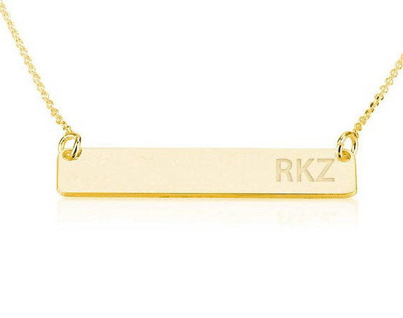Gold Bar Nameplate Necklace
 Gold Bar Necklace Name Plate Necklace by PersonalizedNecklace