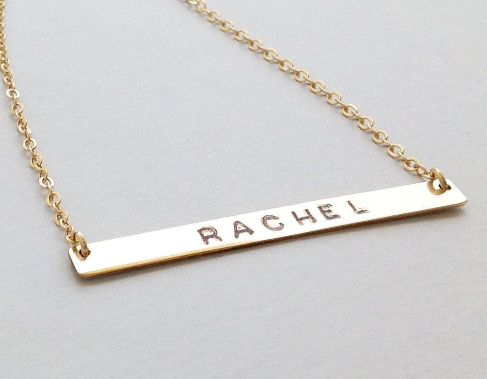 Gold Bar Nameplate Necklace
 Nameplate necklace personalized bar necklace gold