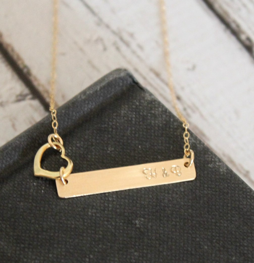 Gold Bar Pendant Necklace
 Personalized Gold Bar Necklace Gold Bar Necklace