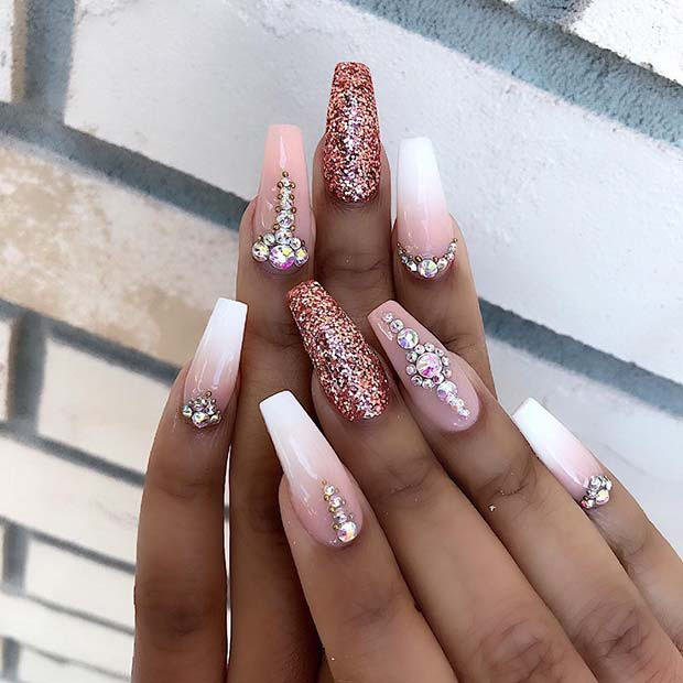 Gold Glitter Ombre Nails
 43 Beautiful Nail Art Designs for Coffin Nails