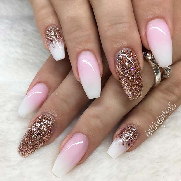 Gold Glitter Ombre Nails
 41 of the Most Beautiful French Ombre Nails