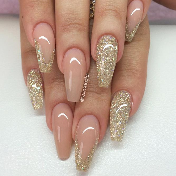 Gold Glitter Tips Nails
 The Impact Gold Glitter Luxe Nails