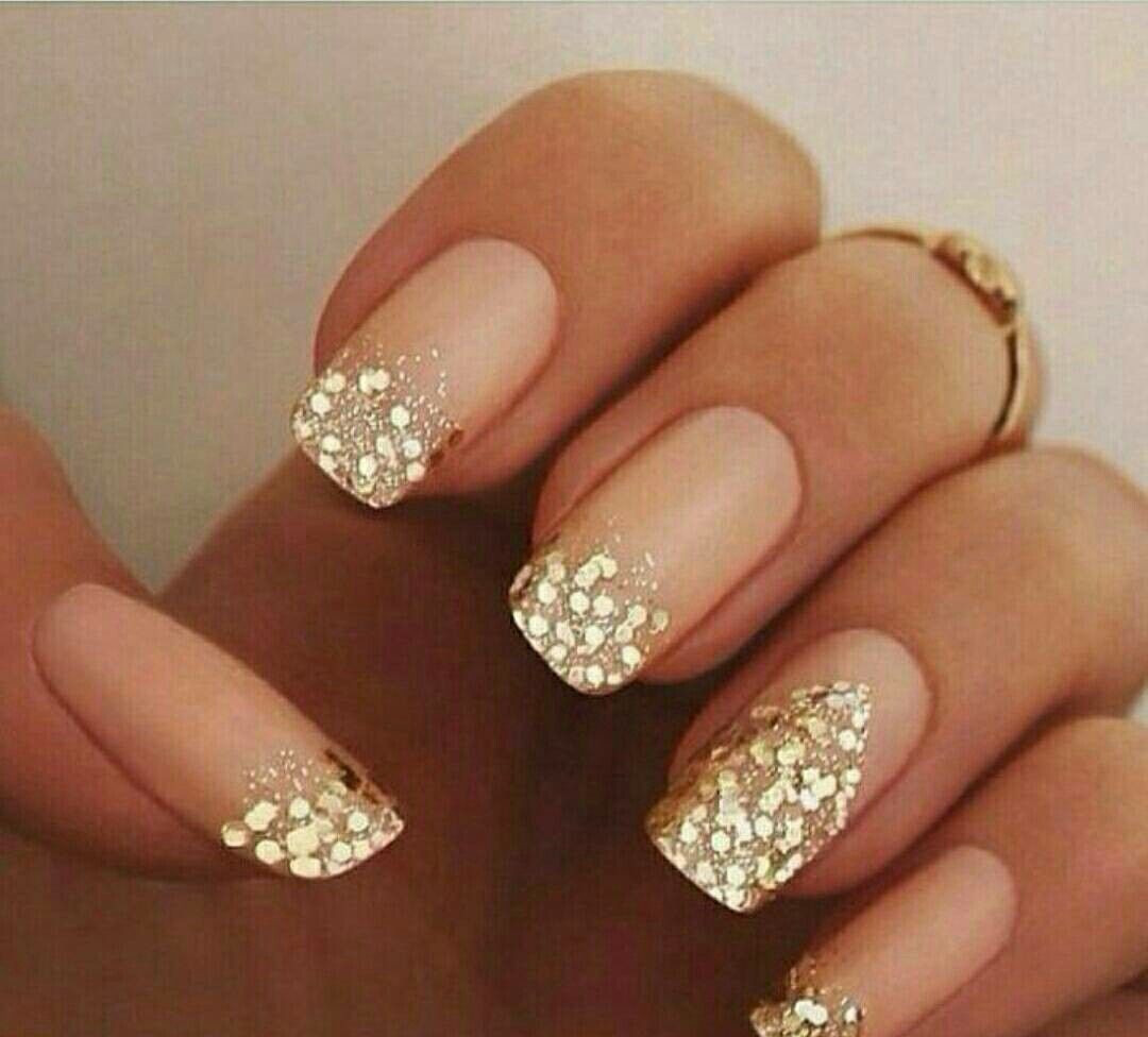 Gold Glitter Tips Nails
 Pin on Makeup