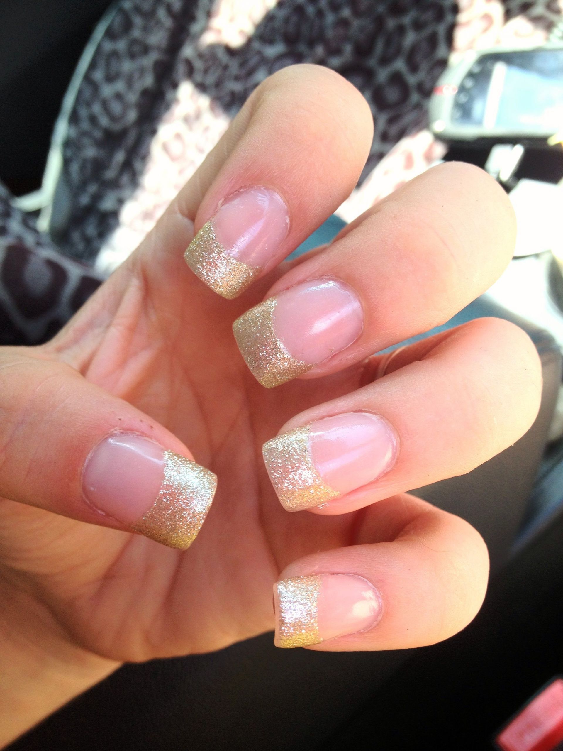 Gold Glitter Tips Nails
 light gold glitter nail tip design Acrylic nail tip
