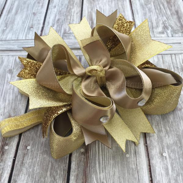 Gold Hair Bow For Baby
 Buy Fancy Metallic Gold Girls Hair Bow Gold Baby