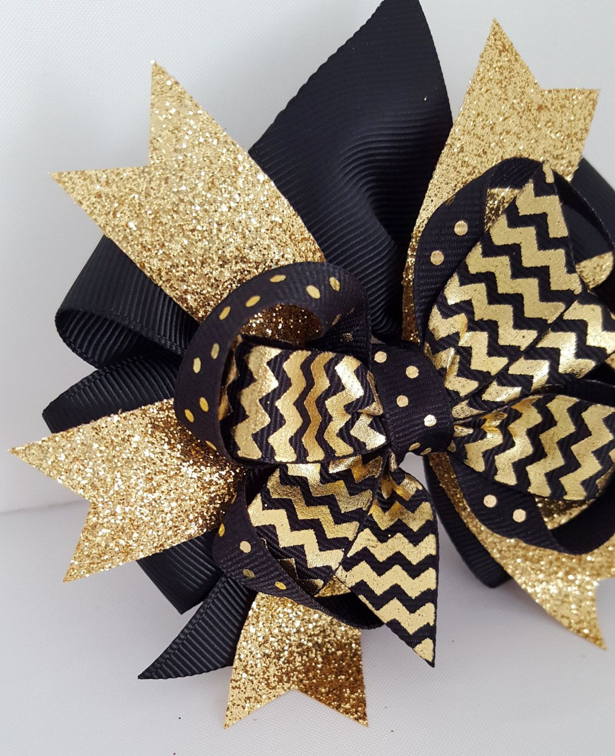 Gold Hair Bow For Baby
 Gold Glitter Hair Bow Babys first New Years Eve Bow 4