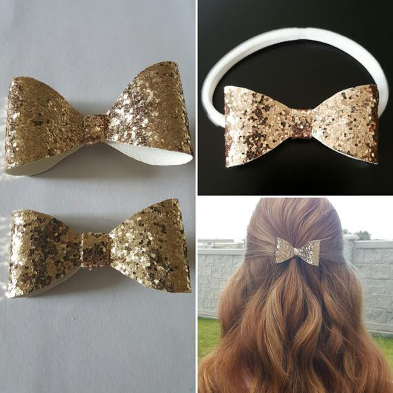 Gold Hair Bow For Baby
 Gold Bow Gold Hair Clip Baby Bow Adult Bow by