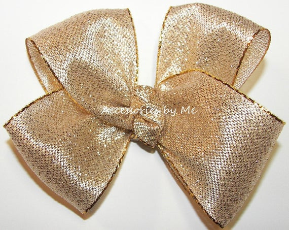Gold Hair Bow For Baby
 Gold Hair Bow Lame Metallic Hairbow Girls Baby Toddler Fancy
