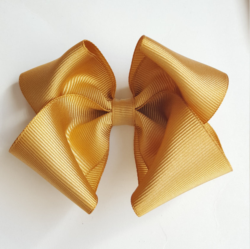Gold Hair Bow For Baby
 Solid gold hair bow boutique baby toddler big girl hair