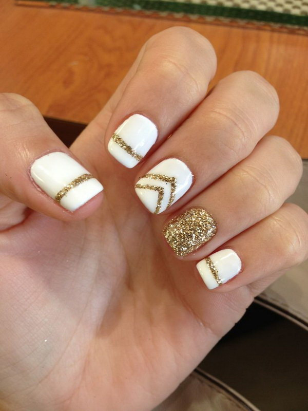 Gold Nail Ideas
 35 Elegant and Amazing White and Gold Nail Art Designs
