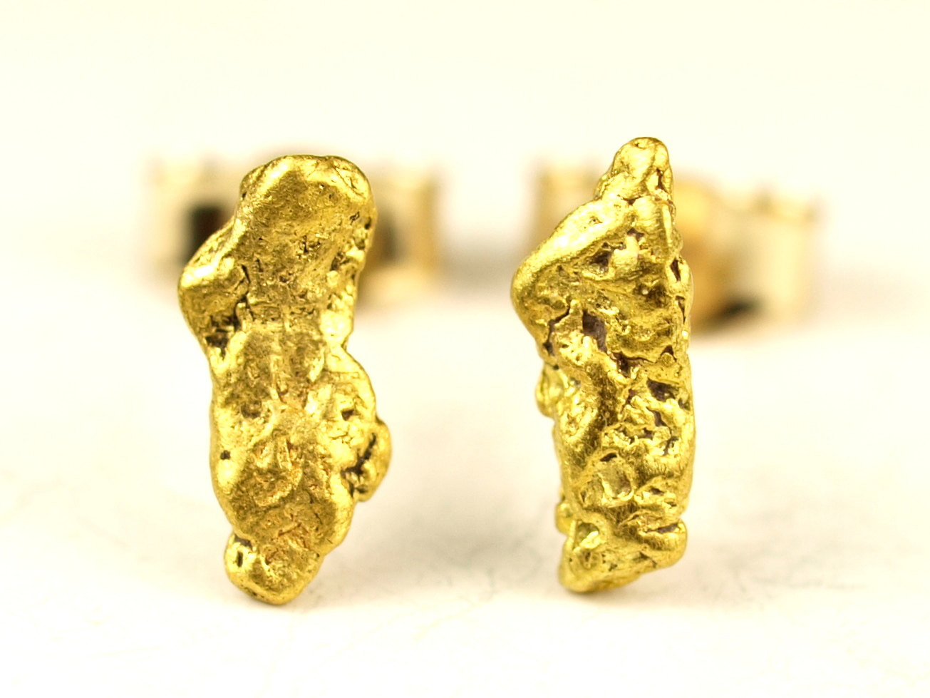 Gold Nugget Earrings
 Natural Gold Nug Stud Earrings with 14k posts and backs