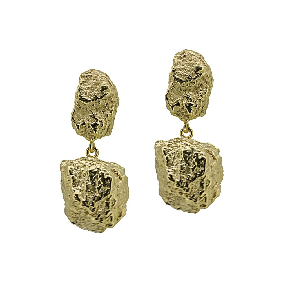 Gold Nugget Earrings
 18ct Yellow Gold Pepite Gold Nug Earrings Jewellery