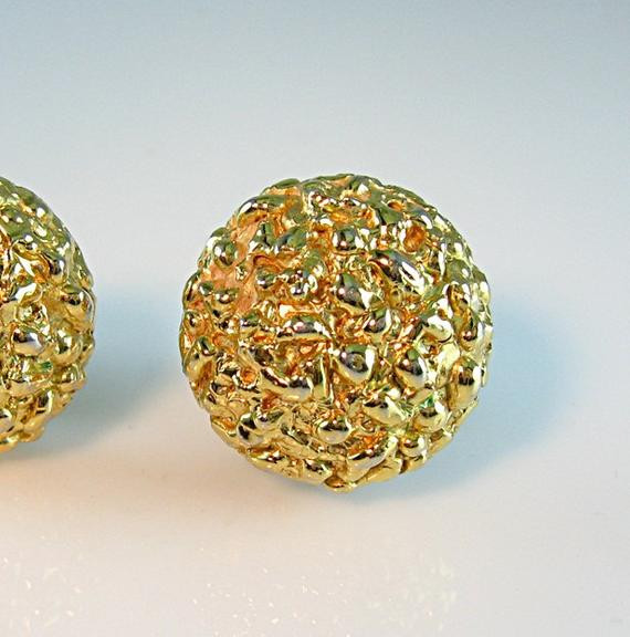 Gold Nugget Earrings
 Crown Trifari Gold Nug Earrings Clip Gold Tone Textured