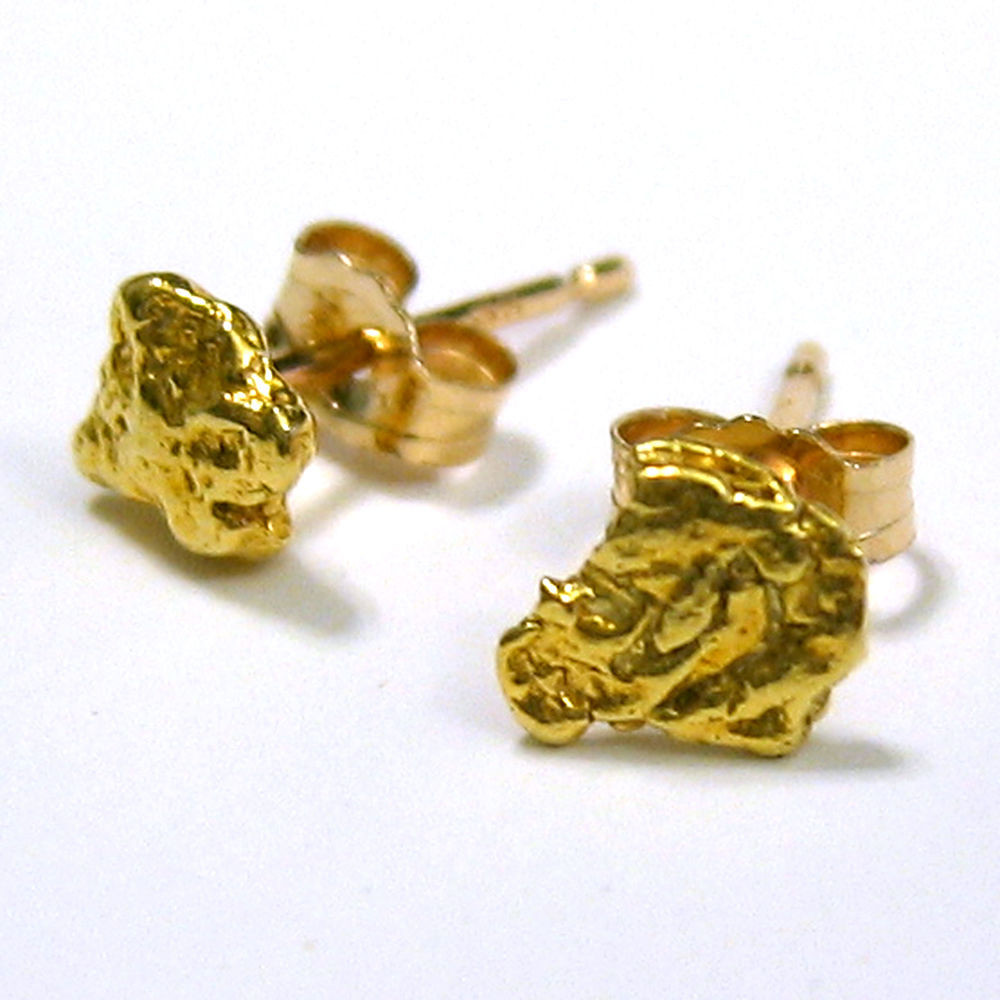 Gold Nugget Earrings
 GOLD NUGGET Post Earrings 5 Gram of Natural 20 22k GOLD