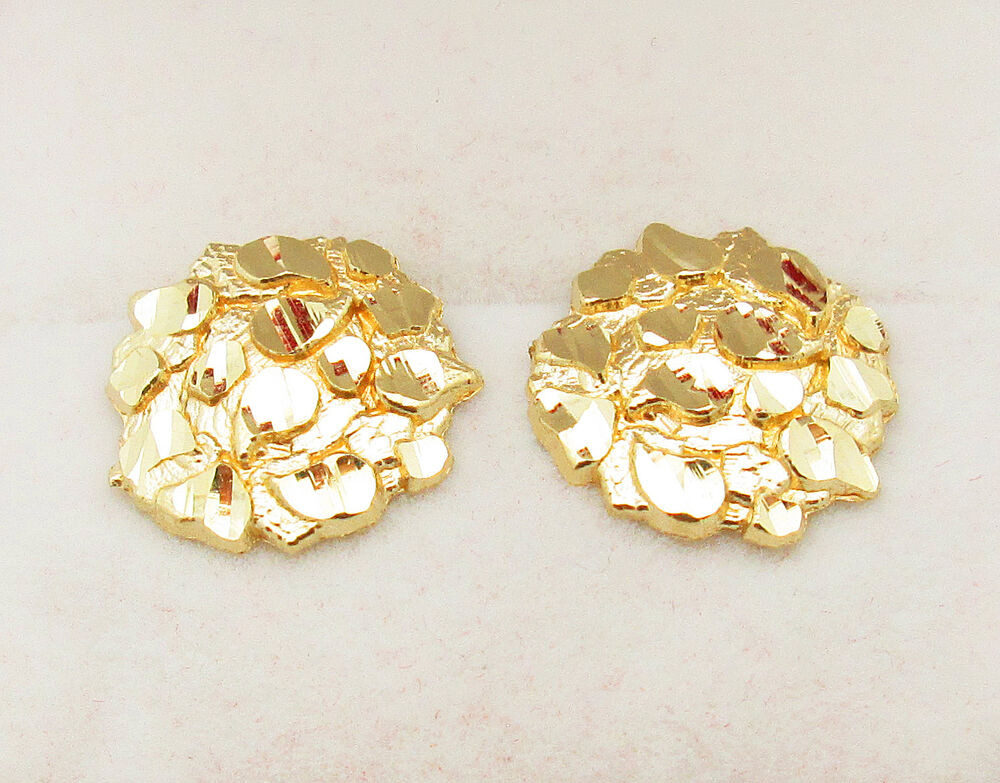 Gold Nugget Earrings
 Men s 10k Yellow Gold Nug Earrings 0 6 inch