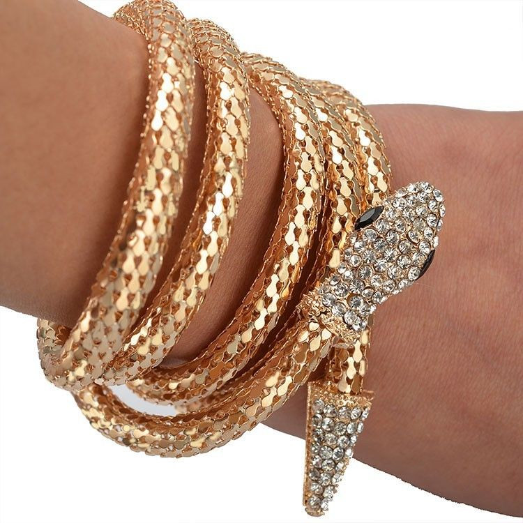 Gold Snake Bracelet
 SNAKE Cobra Flexible Mesh Bracelet Armband Coil Gold