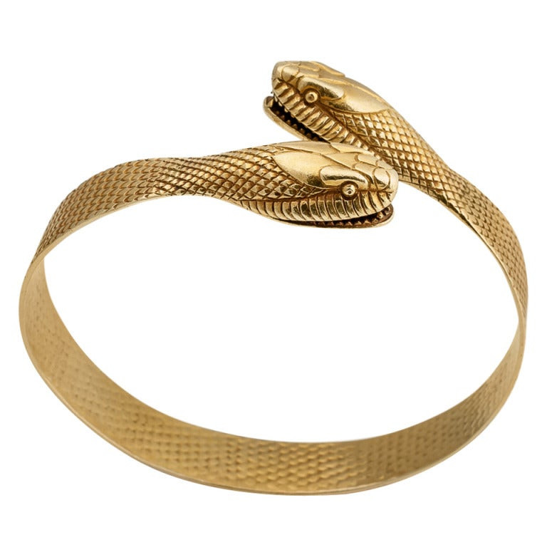 Gold Snake Bracelet
 Hypnotic Art Deco Gold Snake Bracelet at 1stdibs