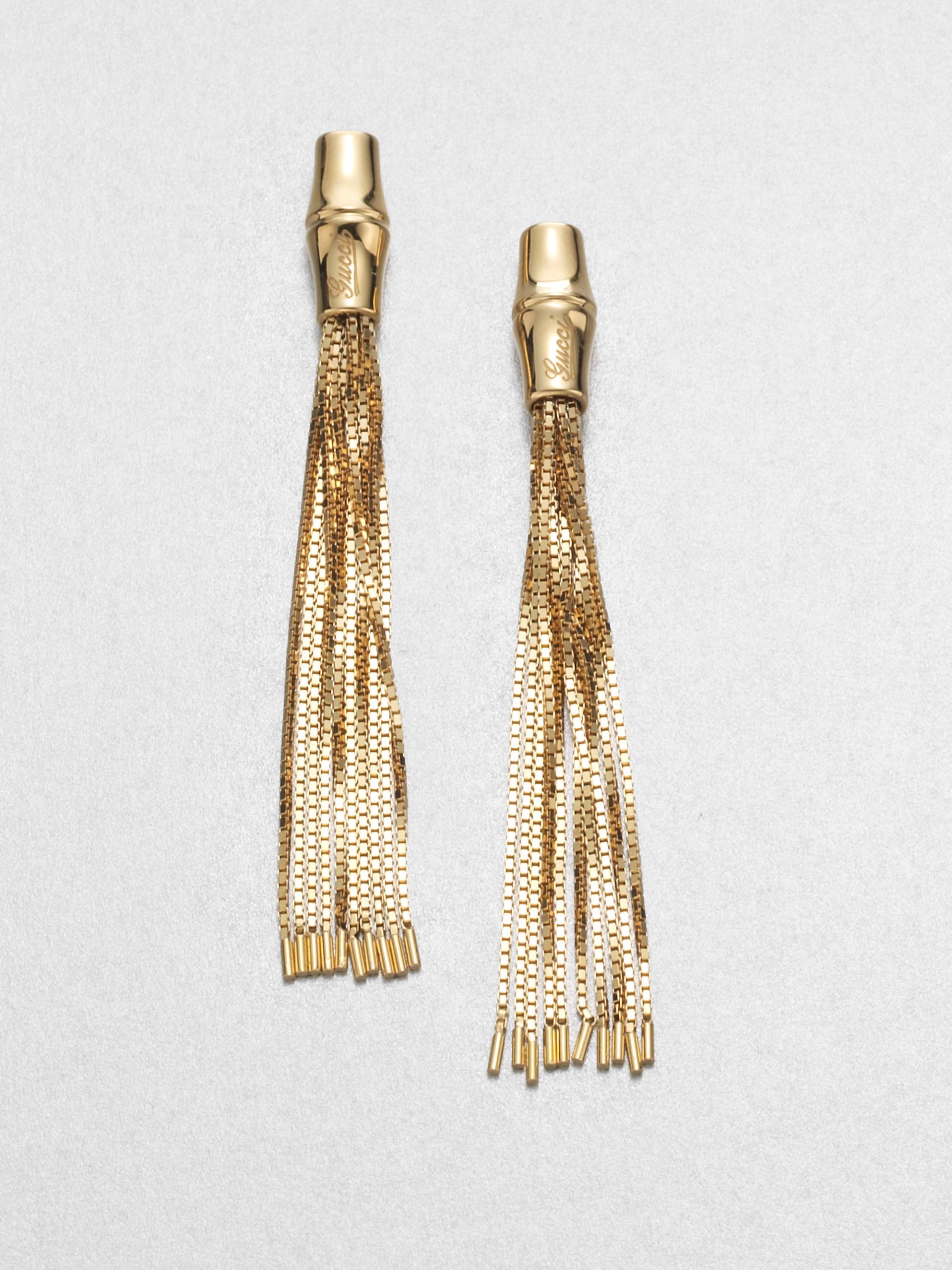Gold Tassel Earrings
 Gucci Bamboo 18k Yellow Gold Tassel Earrings in Metallic