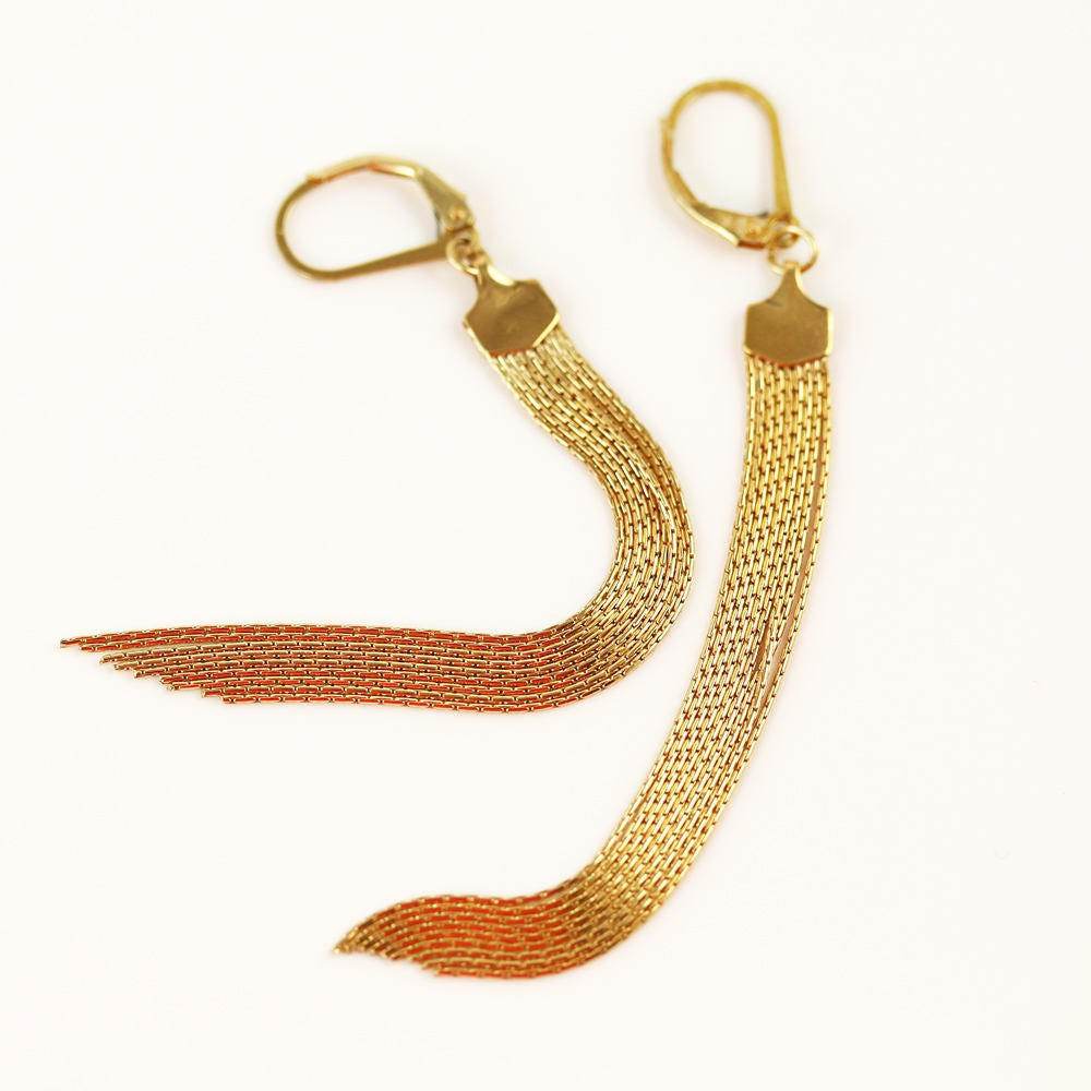 Gold Tassel Earrings
 Gold Tassel Earrings Long Tassel Earrings Gift for Women