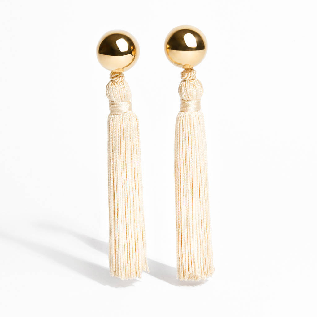 Gold Tassel Earrings
 gold tassel earrings by anna lou of london