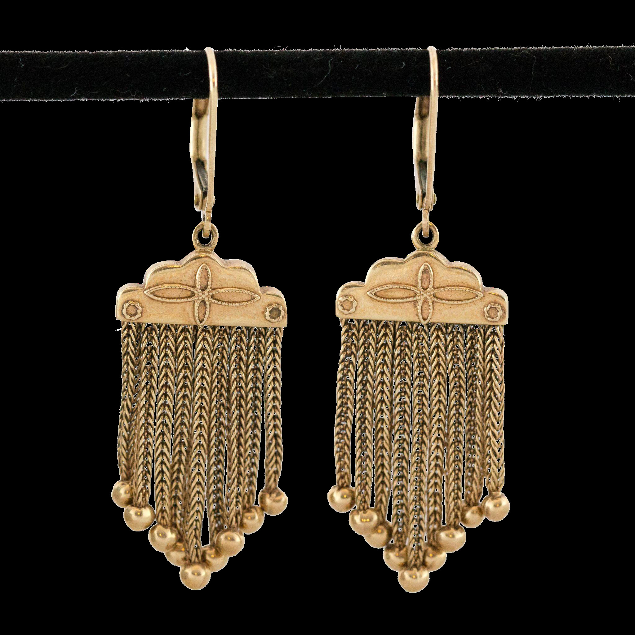 Gold Tassel Earrings
 Vintage 14K Gold Tassel Earrings from