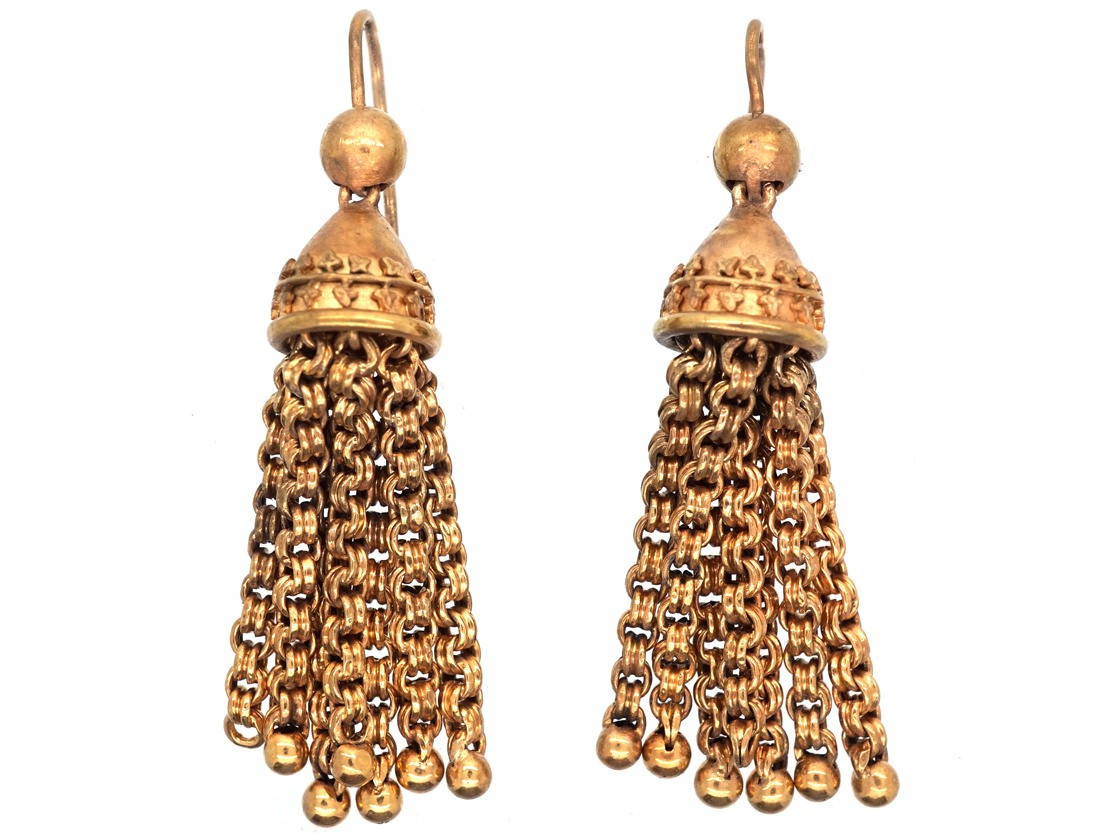 Gold Tassel Earrings
 Victorian 15ct Gold Tassel Earrings The Antique