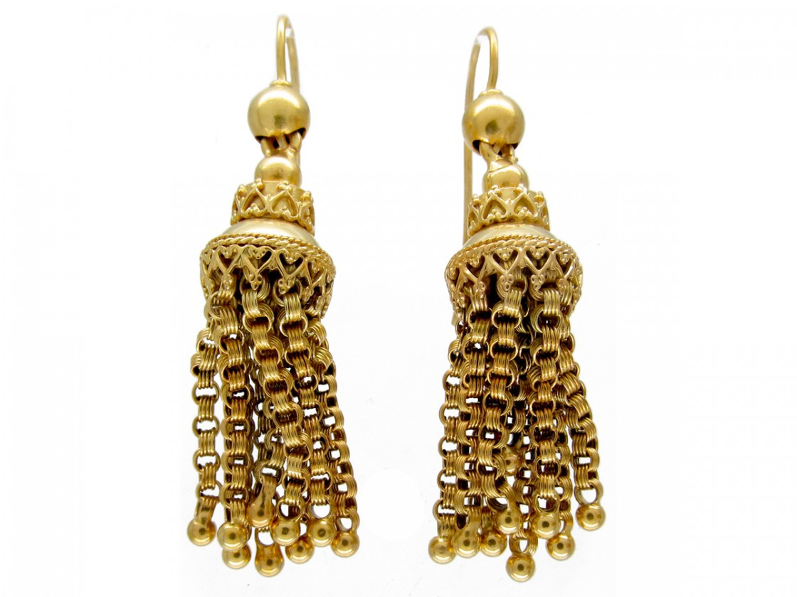 Gold Tassel Earrings
 Victorian 18ct Gold Tassel Earrings The Antique