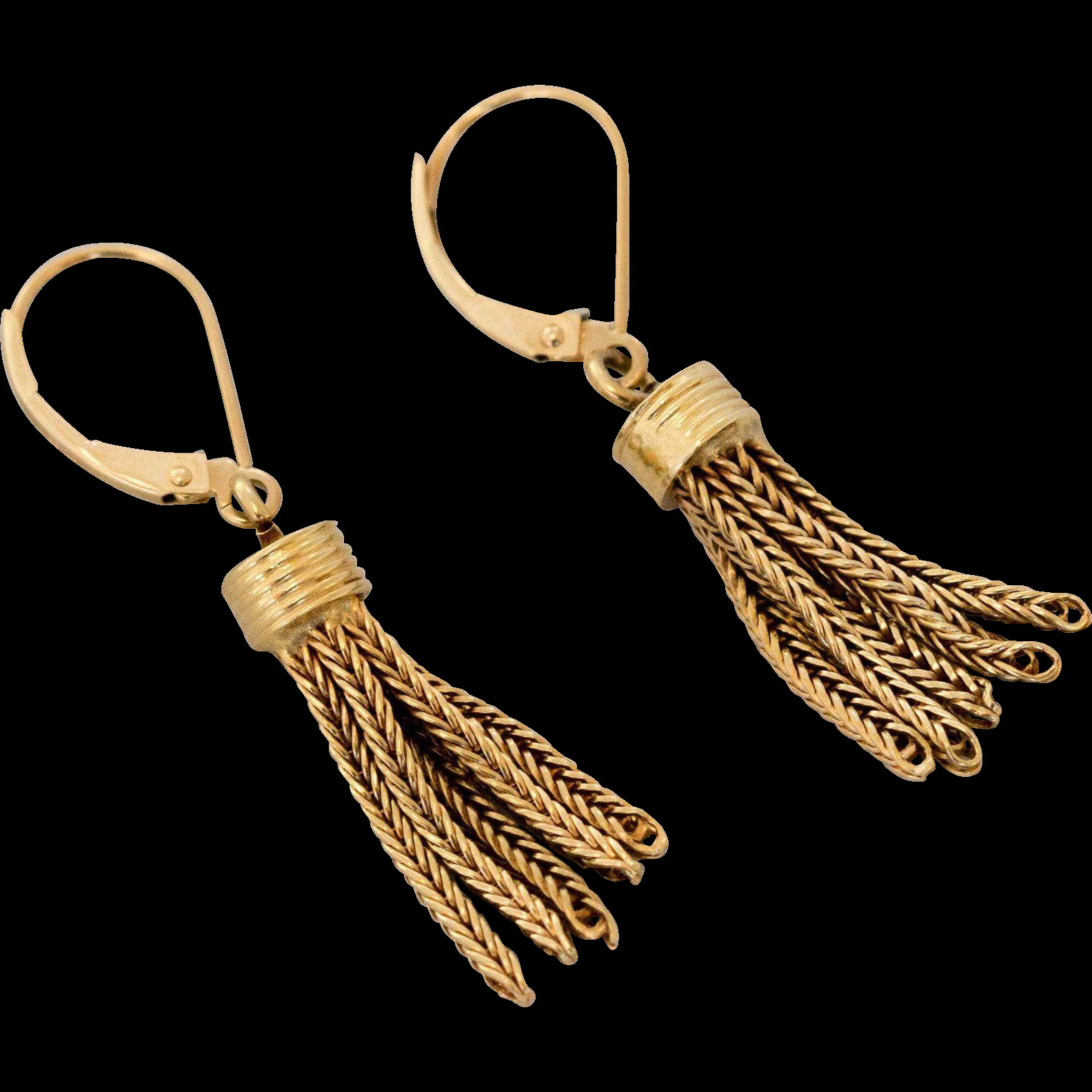 Gold Tassel Earrings
 14K Gold Tassel Earrings from anntiquesandfinejewelry on
