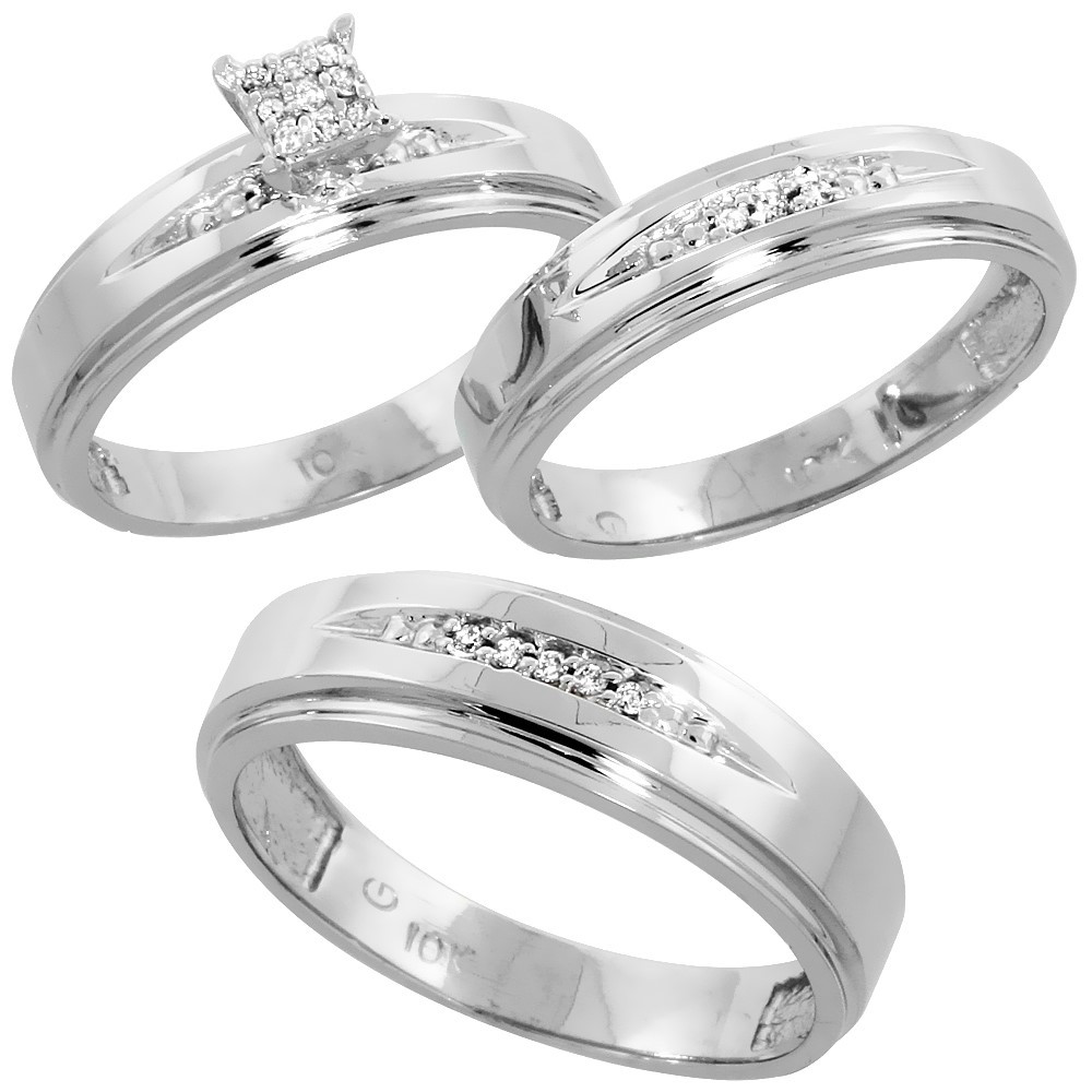 Gold Wedding Rings For Him
 10k White Gold Diamond Trio Engagement Wedding Ring Set