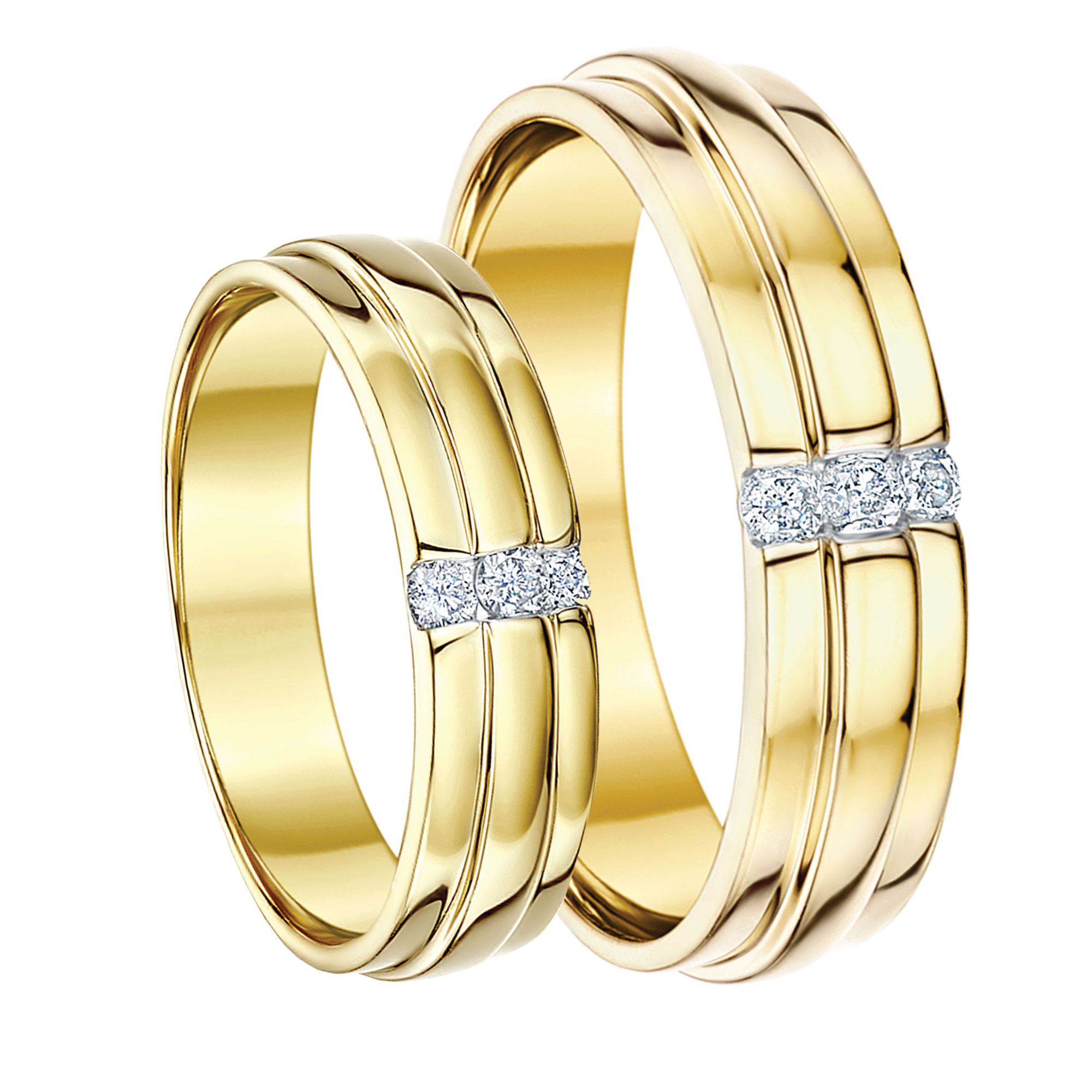 Gold Wedding Rings For Him
 His Hers 5&6 9ct Yellow Gold Diamond Wedding Rings