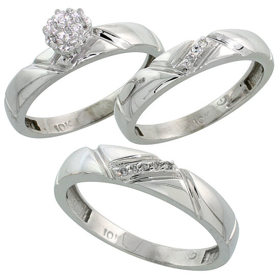 Gold Wedding Rings For Him
 Buy 10k White Gold Diamond Trio Engagement Wedding Ring