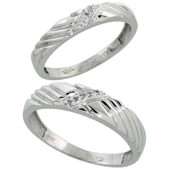 Gold Wedding Rings For Him
 Buy 10k White Gold Diamond Wedding Rings Set for him 5 mm