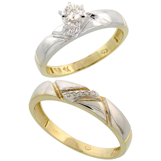 Gold Wedding Rings For Him
 Buy 10k Yellow Gold 2 Piece Diamond wedding Engagement