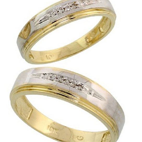 Gold Wedding Rings For Him
 Buy 10k Yellow Gold Diamond Wedding Rings Set for Him and