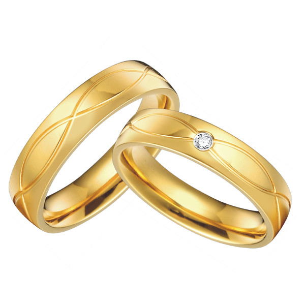 Gold Wedding Rings For Him
 1 pair 18k gold plated custom alliance titanium wedding