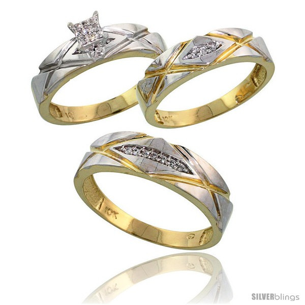 Gold Wedding Rings For Him
 10k Yellow Gold Trio Engagement Wedding Rings Set for Him