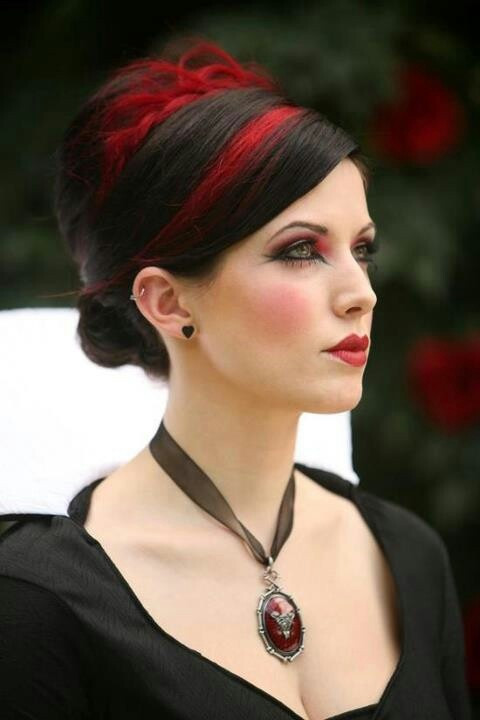 Gothic Wedding Hairstyles
 Gothic Wedding Red And Black Hair Weddbook