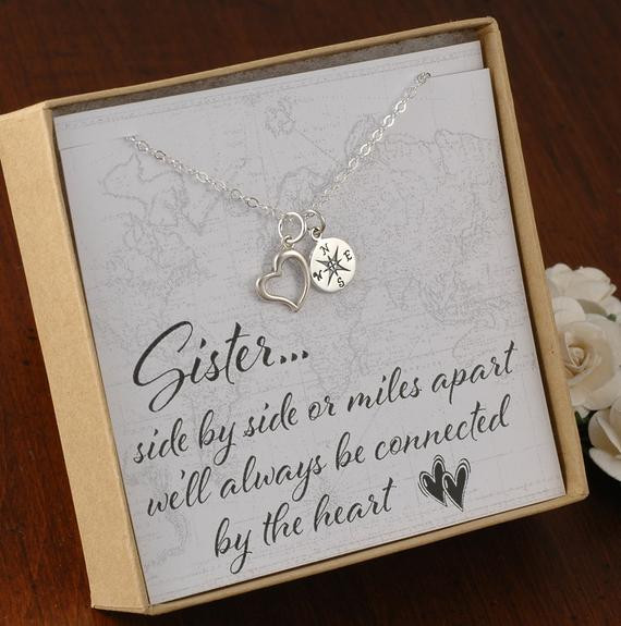 Graduation Gift Ideas For Sister
 Sisters Necklace Near or Far Open heart charm and pass