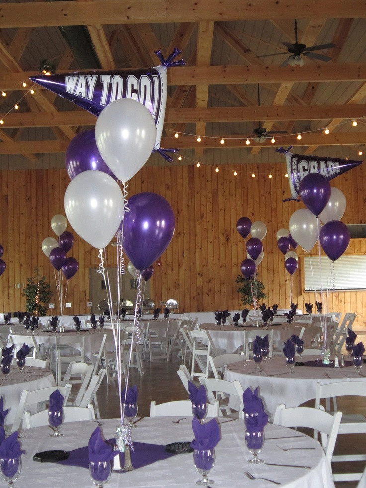 Graduation Party Balloon Ideas
 Graduation Balloons in Purple and White for an East Granby